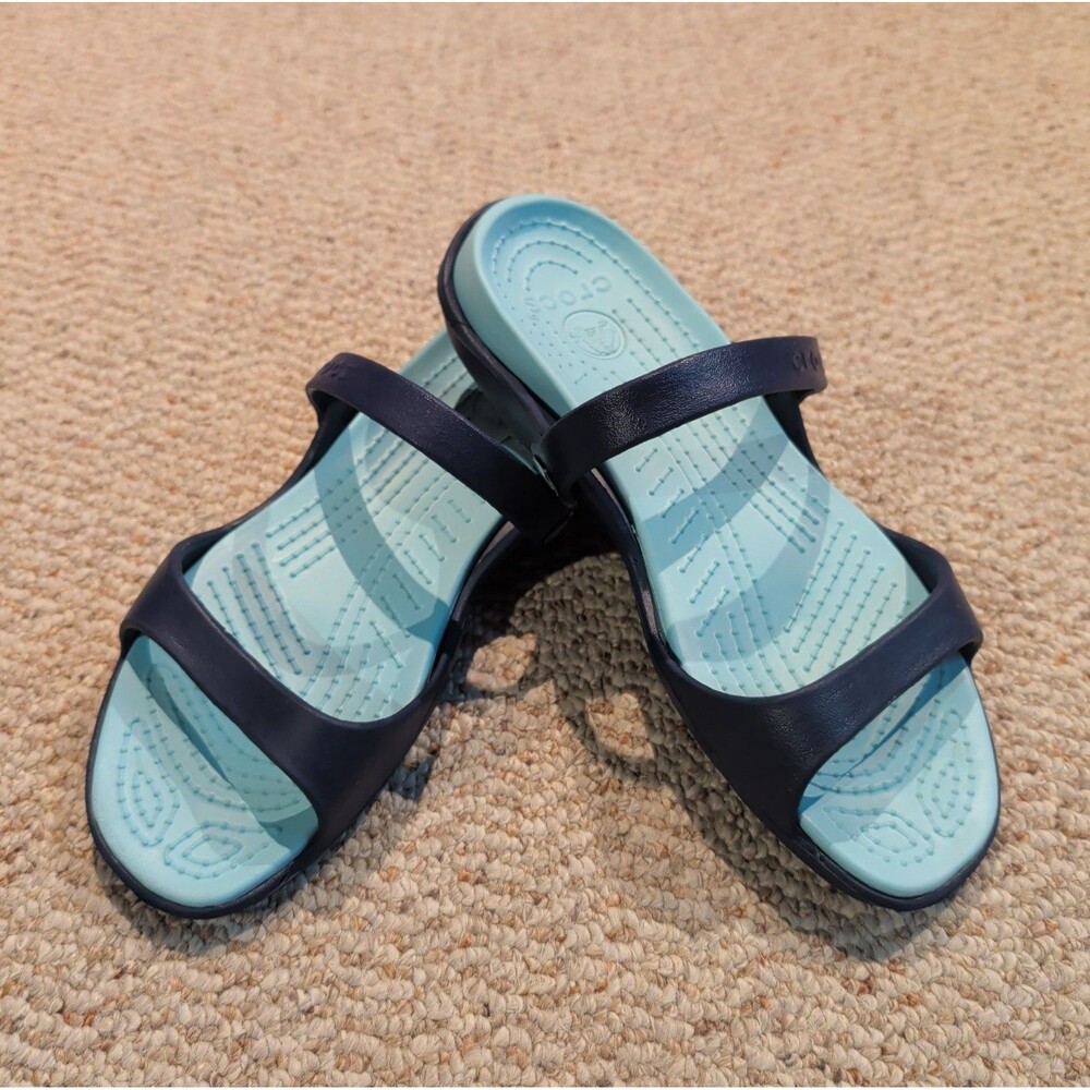 Crocs Cleo Sandals Womens 10 Blue Strappy Comfort Open Toe